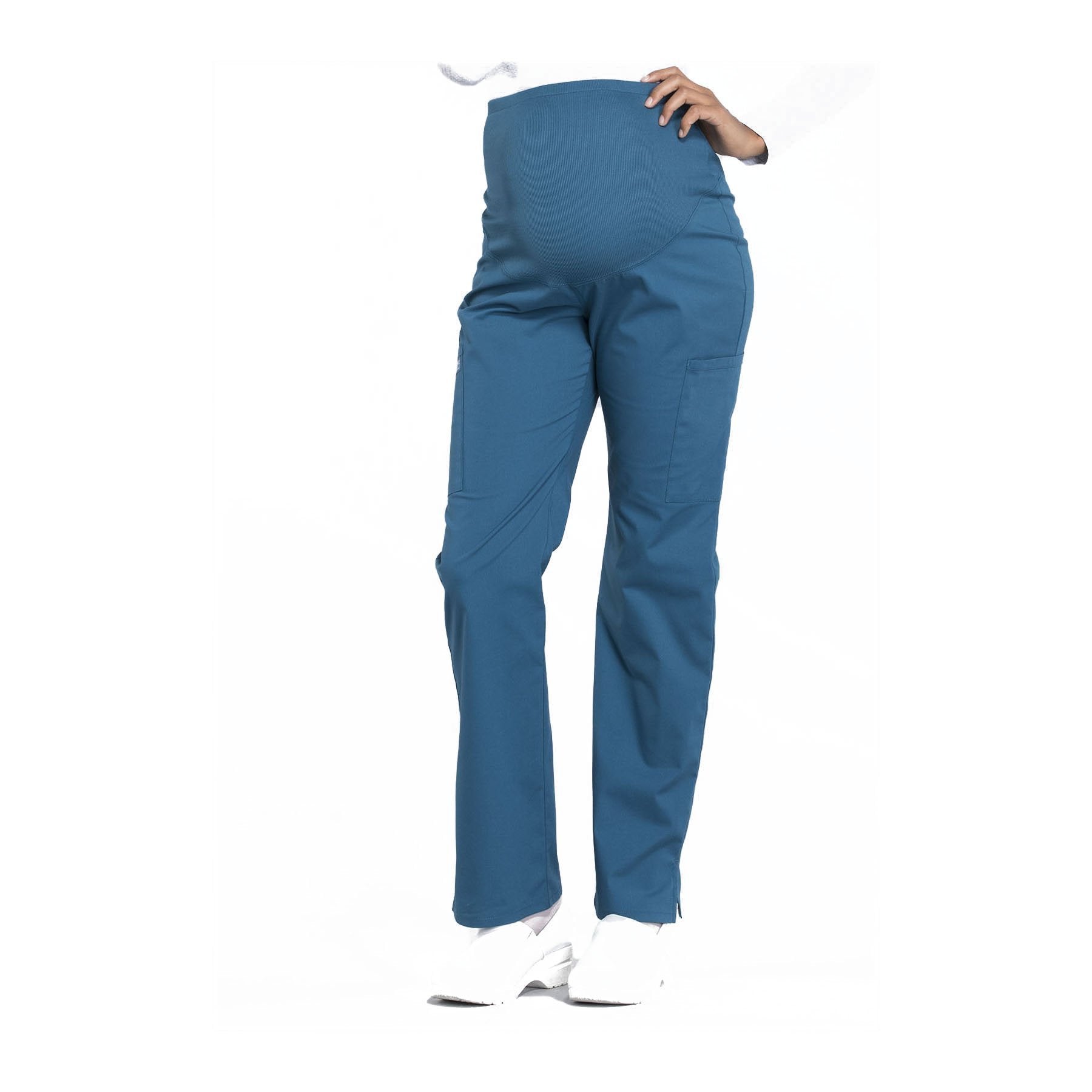 Cherokee Workwear Pant WW Professionals Maternity Straight Leg Pant Caribbean Blue Pant