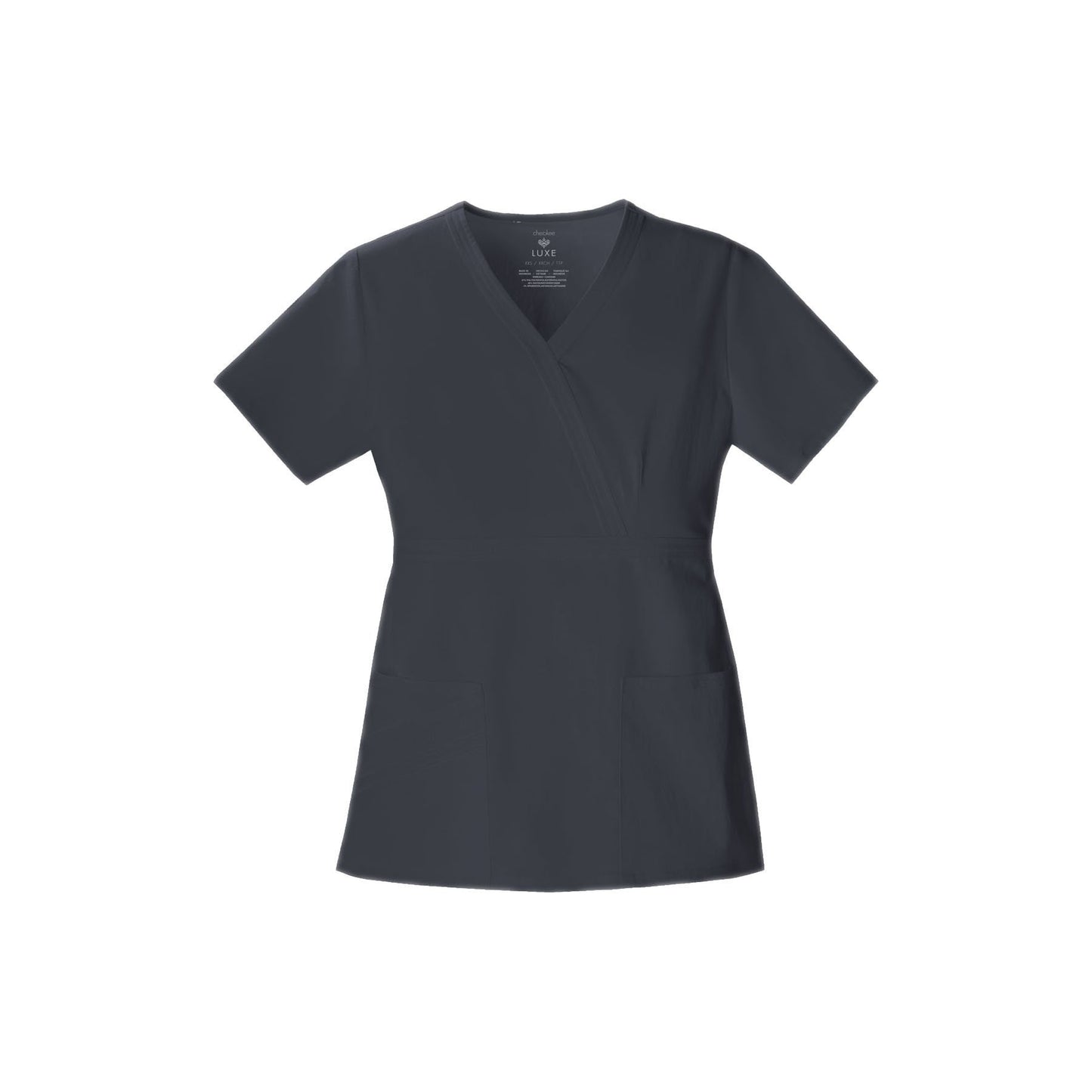 Cherokee Scrub Top Luxe Mock Wrap Top Pewter Top