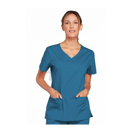 Cherokee Scrubs Workwear 4727 WW Core Stretch Top Modern Classic Caribbean Blue Top