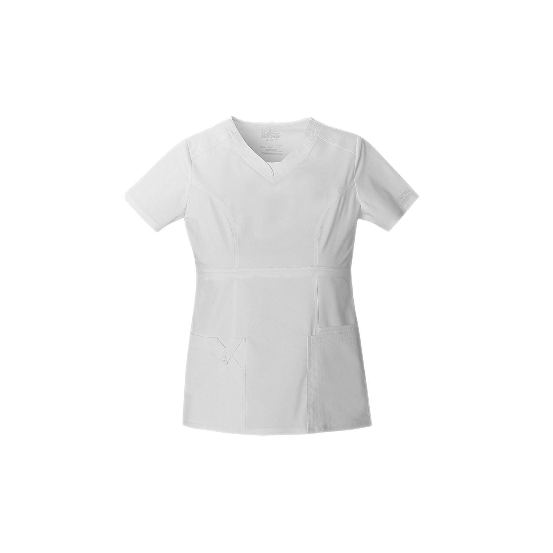 Cherokee Workwear Top WW Core Stretch Contemporary Fit V-Neck Top White Top