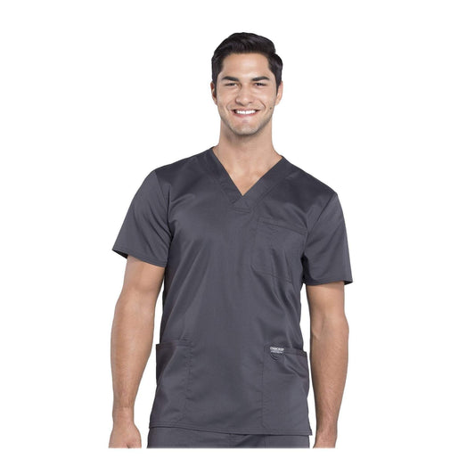 Cherokee Workwear Top WW Revolution Men's Men's V-Neck Top Pewter Top