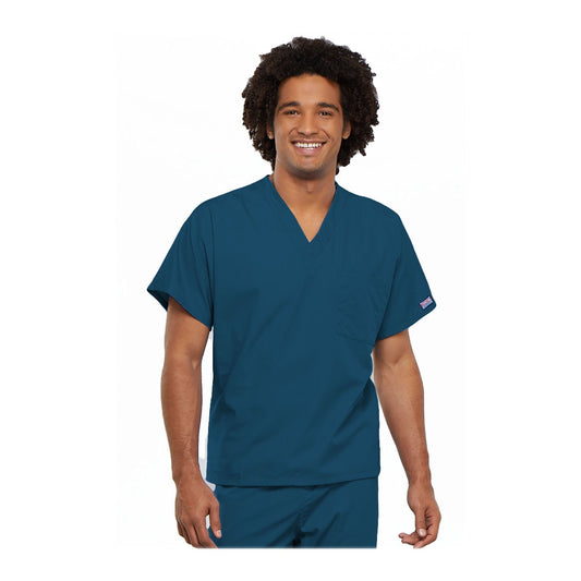 Cherokee Workwear Top WW Unisex Unisex V-Neck Tunic Caribbean Blue Top